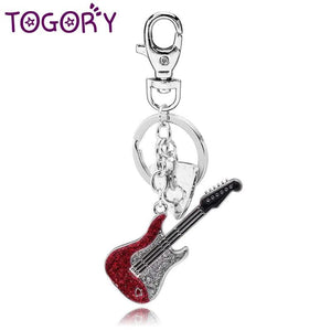 Guitar Crystal Key Ring Chains Holder Bag Buckle Pendant KY016