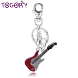 Guitar Crystal Key Ring Chains Holder Bag Buckle Pendant KY016
