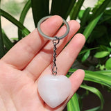 Crystal Keychain Holder Big Heart Pendulum Amulet Agates Tiger Eye Opal Pink Qua