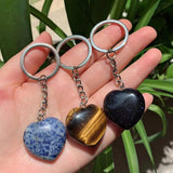 Crystal Keychain Holder Big Heart Pendulum Amulet Agates Tiger Eye Opal Pink Qua