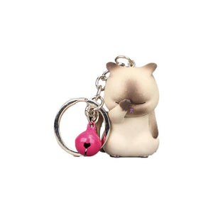 Shy Cat Keychains Chubby Kitten Keyring Trinket Bag Ornament Cartoon Car