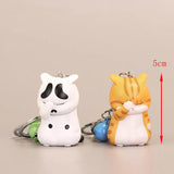 Shy Cat Keychains Chubby Kitten Keyring Trinket Bag Ornament Cartoon Car