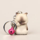 Shy Cat Keychains Chubby Kitten Keyring Trinket Bag Ornament Cartoon Car