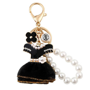 Pearl Keychain For Woman Skirt Key Rings Jewelry Bag Accessories