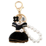 Pearl Keychain For Woman Skirt Key Rings Jewelry Bag Accessories