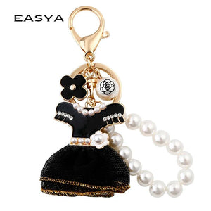 Pearl Keychain For Woman Skirt Key Rings Jewelry Bag Accessories