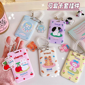 Cartoon Bear Bunny Card Holder Keyring Bag Bank Bus ID Cover Case