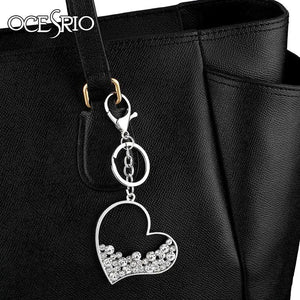 OCESRIO Big Silver Love Heart Keychain Charm for Women