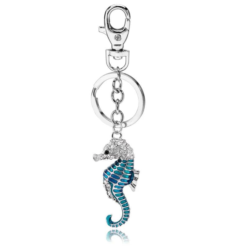 Seahorse Crystal Drip Oil Pendant Key Chain Lady Bag Charm
