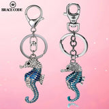 Seahorse Crystal Drip Oil Pendant Key Chain Lady Bag Charm