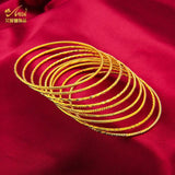 4Pcs/Lot Dubai Bangles for Women Men 24k Ethiopian Bracelets African Jewelry