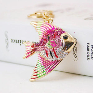Colorful Fish Keychain Car Keychain Metal Rhinestone Pendant Bag Ornament