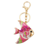 Colorful Fish Keychain Car Keychain Metal Rhinestone Pendant Bag Ornament