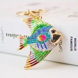 Colorful Fish Keychain Car Keychain Metal Rhinestone Pendant Bag Ornament