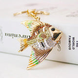 Colorful Fish Keychain Car Keychain Metal Rhinestone Pendant Bag Ornament
