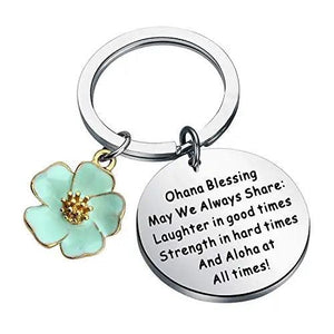 Ohana Keychain Hibiscus Charm Hawaiian Family Gift Boys Girls