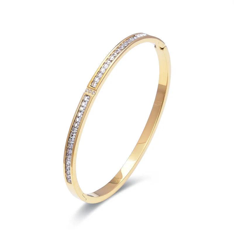 Crystal Rhinestone Stainless Steel Bangle Bracelet