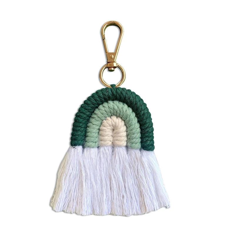 Rainbow Tassel Keychain Macrame Holder Bag Wallet Purse Women Gift
