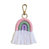 Rainbow Tassel Keychain Macrame Holder Bag Wallet Purse Women Gift