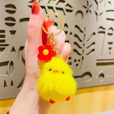 Cartoon Plush Mink Chicken Car Keychain Pair of Small Keychains