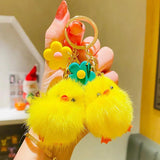 Cartoon Plush Mink Chicken Car Keychain Pair of Small Keychains