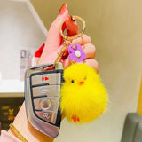 Cartoon Plush Mink Chicken Car Keychain Pair of Small Keychains