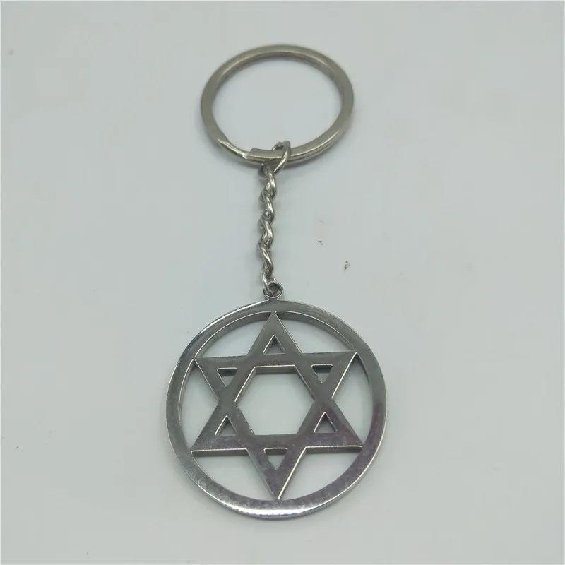 Fashionable Star of David Stainless Steel Keychain for Women