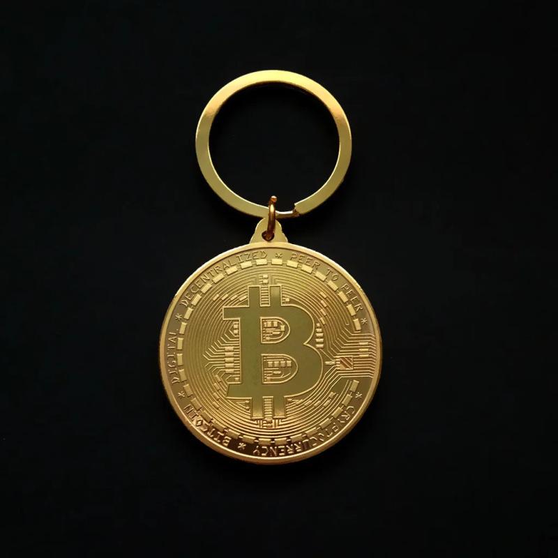 Bitcoin Coin Key Chain Collectible Coin Art Gift Metal Antique Home Decor