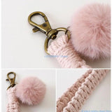 Boho Macrame Keychains for Car Purse Phone - KEYs Hairball Wristlet Strap Decor