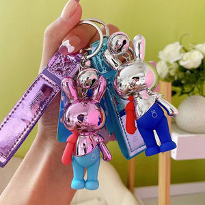 Colorful Rabbit Keychain for Keys Men Women Backpack Car Key Chain