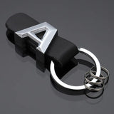 Metal Lettering Logo Leather Keychain A B C D E Keyring Business Men Accessory