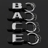 Metal Lettering Logo Leather Keychain A B C D E Keyring Business Men Accessory
