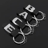 Metal Lettering Logo Leather Keychain A B C D E Keyring Business Men Accessory