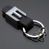 Metal Lettering Logo Leather Keychain A B C D E Keyring Business Men Accessory