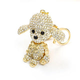 Poodle Teddy Dog Crystal Pendant Keychain Rhinestone Inlaid Metal Keyring