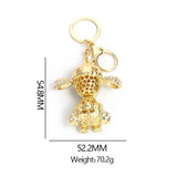 Poodle Teddy Dog Crystal Pendant Keychain Rhinestone Inlaid Metal Keyring