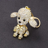 Poodle Teddy Dog Crystal Pendant Keychain Rhinestone Inlaid Metal Keyring