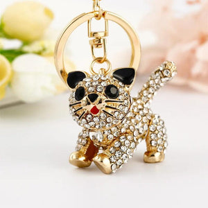 Rhinestone Crystal Cat Keychain Animal Key Chain Key Ring Holder
