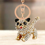 Rhinestone Crystal Cat Keychain Animal Key Chain Key Ring Holder