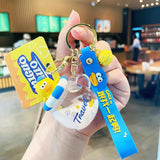 Quicksand Duck Keychain Floating Swimming Ring Milk Tea Cup Keyring