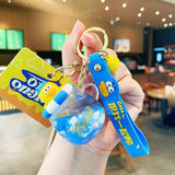 Quicksand Duck Keychain Floating Swimming Ring Milk Tea Cup Keyring