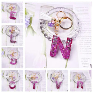 Crystal drop glue key chain tassel pendant resin key chain Glass flower bulb