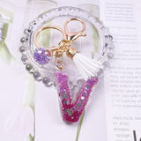 Crystal drop glue key chain tassel pendant resin key chain Glass flower bulb