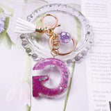 Crystal drop glue key chain tassel pendant resin key chain Glass flower bulb