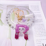 Crystal drop glue key chain tassel pendant resin key chain Glass flower bulb