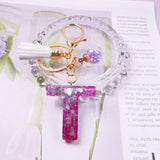 Crystal drop glue key chain tassel pendant resin key chain Glass flower bulb