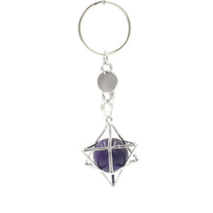 Natural Stones Merkaba Star Keychain Quartz Crystal Keyring