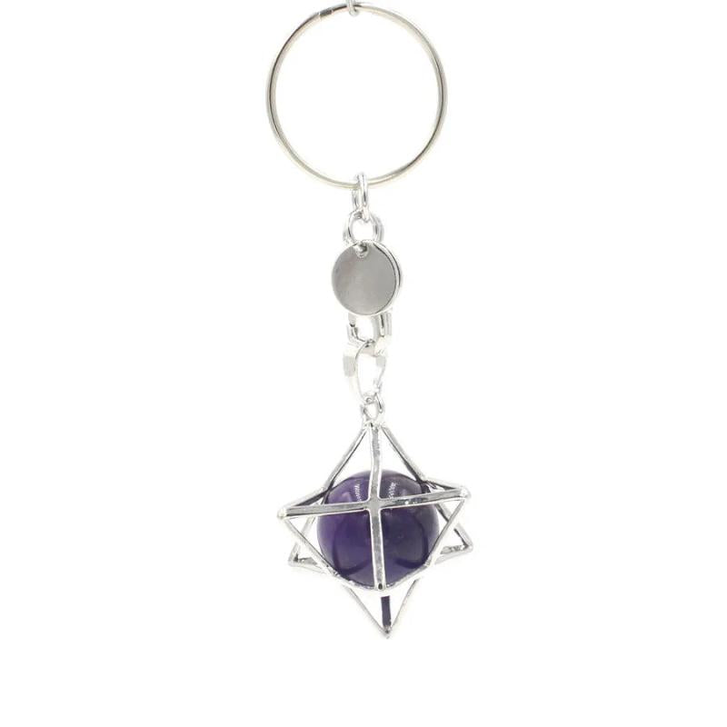 Natural Stones Merkaba Star Keychain Quartz Crystal Keyring