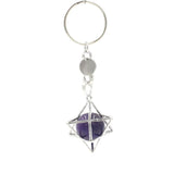 Natural Stones Merkaba Star Keychain Quartz Crystal Keyring