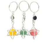 Natural Stones Merkaba Star Keychain Quartz Crystal Keyring
